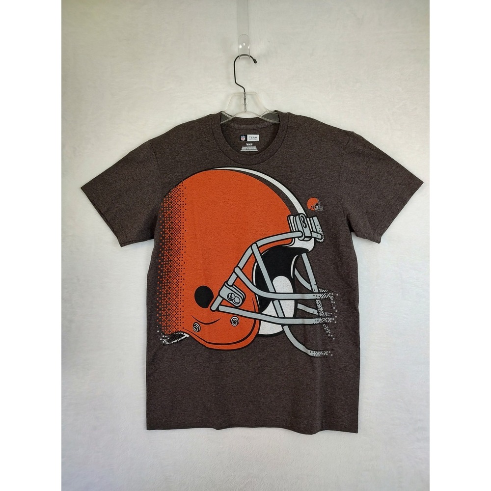 NFL Team Apparel Cleveland Browns T-Shirt Brown Heather Helmet Graphic Mens M